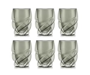 Bodum Double Walled Glasses Pack of 6 PAVINA Paris Transparent Grey - 270ml Cups - Dishwasher Safe Thermal Cup - Mouth-Blown Borosilicate Glass