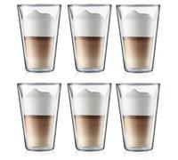 Bodum Double-Walled Latte Macchiato Glass Carafe - Patented Valve - 400 ml - 6 Pieces