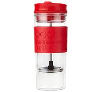 Bodum Insulated Plastic Travel French Press Coffee and Tea Mug, 0.45 L, 15oz, Red (11100-294BUS)