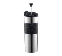 BODUM Insulated Stainless-Steel Travel French Press Coffee And Tea Mug, 0.45-Liter, 15-Ounce, Black