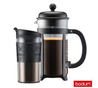 Bodum Java Cafetiere 1L & Travel Mug 0.35L Set, French Press Coffee Maker, Double-Wall Mug, Bpa-Free, Dishwasher Safe, Black