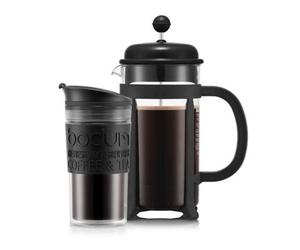 Bodum Java French Press Coffee Maker 8 Cup & Travel Mug 350Ml - Clear/black