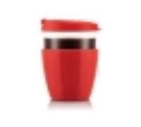 BODUM JOYCUP 12091-04 Glass Travel Mug with Lid and Silicone Sleeve 0.4 L, Red