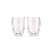 Bodum PAVINA 2 pcs Glass, Double wall, Medium, 0.35 l, 12 oz, Disney-Stardust, Pale Pink