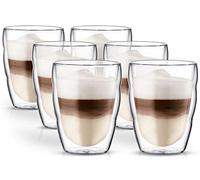 Bodum Pilatus Set of 6 Double-Walled Glasses, glass, transparent, 35 cl