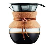 Bodum POUR OVER Coffee Maker, 500ml / 17oz Glass Carafe with Reusable Stainless-Steel Filter and Removable Cork Grip, Manual Drip Coffee Brewer, 11592-109