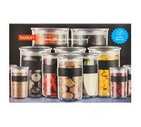 Bodum PRESSO Storage With Lids Food Container Plastic Jars Mix Size Pack 12 Pcs