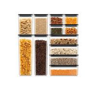 Bodum Set of 12 Storage Jars with Black Lids CANTEEN - BPA-Free & Dishwasher Safe Food Containers - Stackable & Transparent