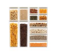 Bodum Set of 12 Storage Jars with White Lids CANTEEN - BPA-Free & Dishwasher Safe Food Containers - Stackable & Transparent