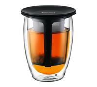 Bodum Tea for One Double 0.35-Liter Wall Glass Tea Strainer, 12-Ounce, Black