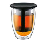 Bodum Tea For One Double Wall Glass With Tea Strainer Black