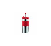 Bodum Stainless Steel Travel Press Coffee Maker Set With Extra Lid 0.35L Red