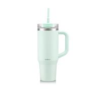 Bodum Travel Mug Tumbler 1.2 L Baby Blue - Metal Water Bottle with Straw, Handle and Lid - Dishwasher Safe - for Cold Drinks and Warm Coffee