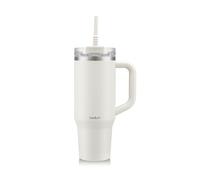 Bodum Travel Mug Tumbler 1.2 L Winter White - Metal Water Bottle with Straw, Handle and Lid - Dishwasher Safe - for Cold Drinks and Warm Coffee