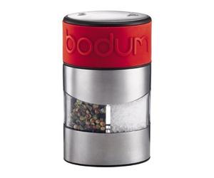 Bodum Twin Manual Double Grinder, Red Silicone Band