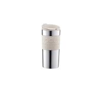 Bodum Vacuum Travel Mug, Stainless Steel with White Lid and Band, Small, 0.35 l, 12 oz
