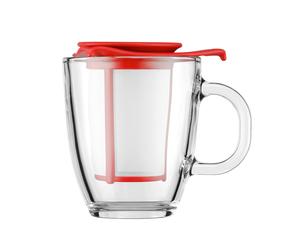 Bodum Yo-Yo tea cup with strainer red