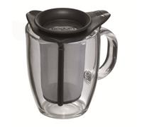 Bodum Yoyo Set Glass Mug With Tea Strainer Infuser Black