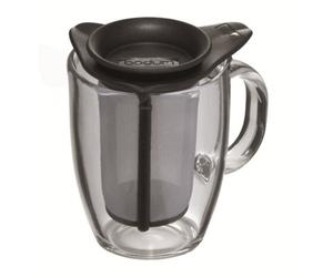 Bodum Yoyo Set Glass Mug With Tea Strainer Infuser Black