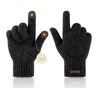 Bodvera Winter Wool Gloves for Men Warm Knitted Touchscreen Cold Weather Gloves for Running Driving, Grey, One Size