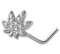 Body Accentz Nose Stud L-shaped Marijuana Pot Leaf Cannabis shaped design tops