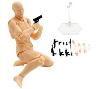 Body Action Figures, 5.9inch Artists Manikin Action Figure with Stand & Accessories, Human Body Drawing Figure Model for Artists Sketching, Painting (Male)