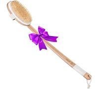 Body Back Scrubber for Shower Extra Long Wooden Handle 51cm| Shower Brush for Exfoliating Skin | Natural Bristle Brush | Massage Improve Blood Circulation Cellulite | Perfect Gift Idea for Men Women