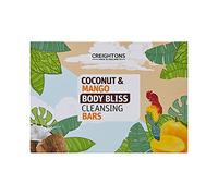 Body Bliss Coconut & Mango Cleansing Bars (4 x 150g) - 2 cleansing bars and 2 exfoliating bars for the ultimate bathing experience, Vegan Friendly & Cruelty Free Clear