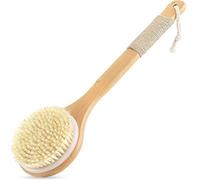 Body Brush Back Scrubber Shower Back Brush Bamboo Wood Long Handle Natural Bristles