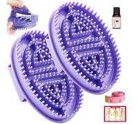 Body Brush Meridian Massage Brush 2PCS Professional Soft Elastic with Essential Oil Tape Measure and Meridian Map for Neck Back Lumbar Feet Blue
