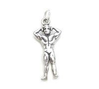 Body Builder sterling silver charm .925 Strongman Bodybuilding charms