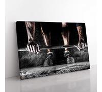 Body Building Fitness Weights 2 Modern Canvas Wall Art Print Ready to Hang, Framed Picture for Living Room Bedroom Home Office Décor, 60x40 cm (24x16 Inch)
