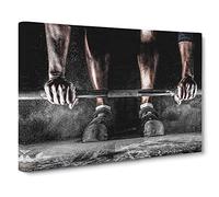Body Building Fitness Weights 2 Modern Canvas Wall Art Print Ready to Hang, Framed Picture for Living Room Bedroom Home Office Décor, 20x14 Inch (50x35 cm)