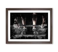 Body Building Fitness Weights 2 Modern CB Framed Wall Art Print, Ready to Hang Picture for Living Room Bedroom Home Office Décor, Walnut A2 (64 x 46 cm)