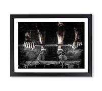 Body Building Fitness Weights 2 Modern CB Framed Wall Art Print, Ready to Hang Picture for Living Room Bedroom Home Office Décor, Black A2 (64 x 46 cm)
