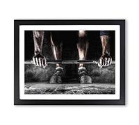 Body Building Fitness Weights 2 Modern Framed Wall Art Print, Ready to Hang Picture for Living Room Bedroom Home Office Décor, Black A2 (64 x 46 cm)