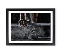 Body Building Fitness Weights Modern Framed Wall Art Print, Ready to Hang Picture for Living Room Bedroom Home Office Décor, Black A3 (46 x 34 cm)