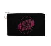 Body Building No Pain No Gain Portable Canvas Coin Purse Fashion Pencil Case Travel Makeup Bag