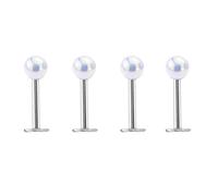 Body CAC 4PC 16Gx8mm Metallic White AB Coating Ball Labret Tragus Lip Stud