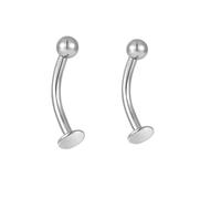 Body CAC Titanium 2PCS-16Gx12mm Internally Threaded Curved Barbell with Flat Disk,1.2mm Banana Plain Ball Vertical Labret for Cartilage Tragus Lip Medusa Conch Piercing