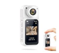 Body Cam, 2.7K 1.47in HD Action Camera Mini Body Camera with 180° Lens Angle, Magnetic Pocket Camera Wearable Camcorder Daily Records for Traveling Cycling Home Office (White)