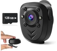 Body Camera Built-in 128GB Memory Card 1080P Police Video Recorder Wearable Portable Security Cam Webcam with Night Vision Pocket Clip IR Dash Cam for Home/Outdoor/Law Enforcement/Cop Guard