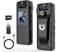 Body Camera with Audio and Video Recording, 128GB Mini Body Cam with 180° Rotating Lens, 10HR Battery & Night Vision, HD 1080P Wearable Bodycam for Law Enforcement, Hiking and Outdoor Sports