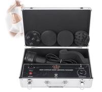 Body Contour Shape Vibrating Massager with 5 Massage Heads, Portable Alloy Case, Multifunctional Bodies Vibration Instrument, High-Frequency for Relaxation and Muscle Relief