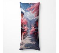 Body Cushion Covers 16x58Inch Side Sleeper Cherry Blossoms Cushion Covers Street View Pillow Protectors Waterproof Linen Pillowcases Double-Sided Printing for Sofa Home Decor Gifts for Women HBZT-2890