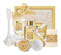 BODY & EARTH Bath Gifts for Women, 8pcs Vanilla Luxury Spa Gift Sets with Shower Gel, Bubble Bath, Body Lotion, Pamper Gifts Set, Birthday Gift for Her, Womens, Mum