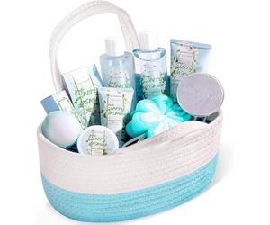 BODY & EARTH Bath Sets for Women, 11 Pcs Spa Gift Sets Jasmine Scented Includs Milk Lotion & Butter, Hand Soap, Bubble Bath, Mothers Day Gift Valentine's Day Christmas