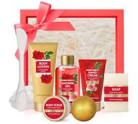 BODY & EARTH Birthday Gifts for Women, 8pcs Rose Luxury Bath Spa Gift Sets with Bubble Bath, Body Lotion, Face Mask Brush, Pamper Gifts for Women, Self Care Gifts for Her, Mum