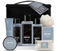 Body & Earth Gift Baskets for Men 8pcs Mens Grooming Sets with Leather Scent Gift Sets for Christmas Gifts for Men