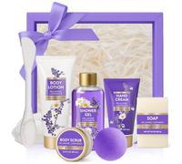BODY & EARTH Pamper Gifts for Women, 8PC Lavender Luxury Bath Spa Gift Sets with Bubble Bath, Body Lotion, Face Mask Brush, Birthday Gifts for Women, Self Care Gift Basket for Her, Mum